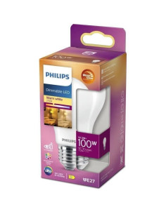 PHILIPS Ampoule LED Standard E27 - 100W Blanc Chaud Dépolie Verre Compatible Variateur - Verre