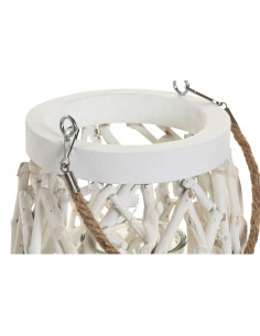 Bougeoir Home ESPRIT Blanc Bois Verre 35 x 35 x 32 cm (2 Unités) 2