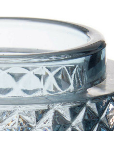Bougeoir Bleu verre (9 x 8,8 x 9 cm)