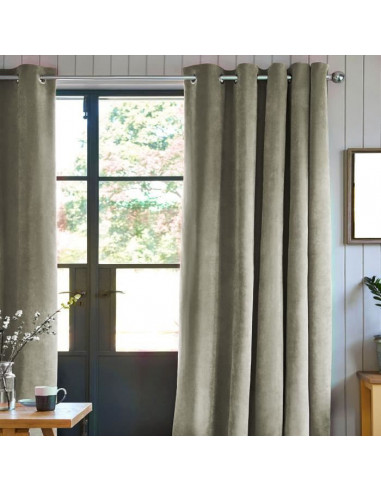 Rideau velours 100% Polyester Taupe...