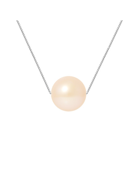 PERLINEA- Collier Perles de Culture- Diamètre 9-10 mm Rose- Bijou Femme