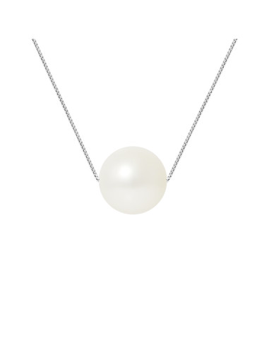 PERLINEA- Collier Perles de Culture- Diamètre 9-10 mm Blanc- Bijou Femme