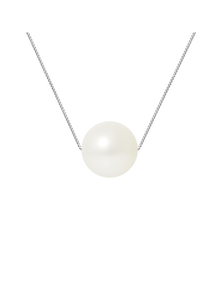 PERLINEA- Collier Perles de Culture- Diamètre 9-10 mm Blanc- Bijou Femme