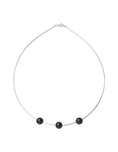 PERLINEA- Collier Perles de Culture- Diamètre 9-10 mm Black Tahiti- Bijou Femme