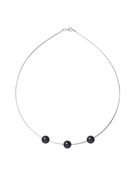 PERLINEA- Collier Perles de Culture- Diamètre 9-10 mm Black Tahiti- Bijou Femme