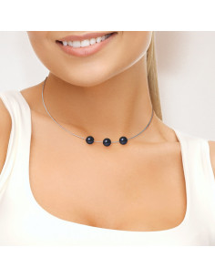 PERLINEA- Collier Perles de Culture- Diamètre 9-10 mm Black Tahiti- Bijou Femme 2