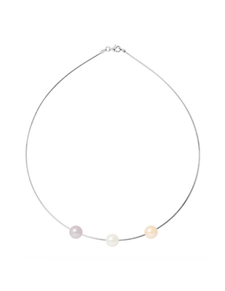PERLINEA- Collier Perles de Culture- Diamètre 9-10 mm Multicolor- Bijou Femme