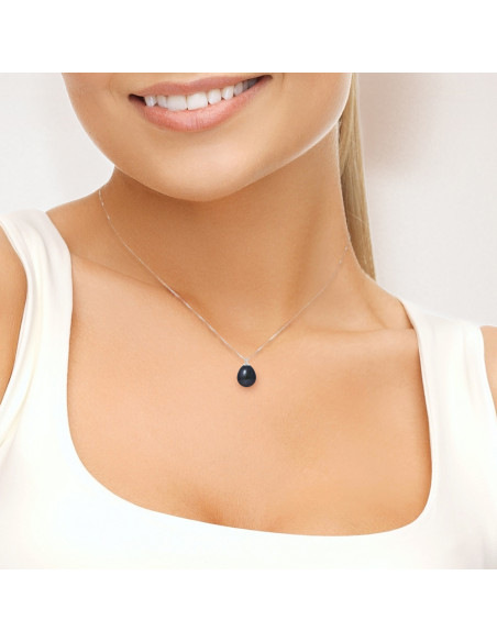 PERLINEA- Collier Perles de Culture- Diamètre 9-10 mm Black Tahiti- Bijou Femme