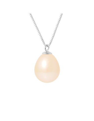 PERLINEA- Collier Perles de Culture- Diamètre 9-10 mm Rose Naturel- Bijou Femme