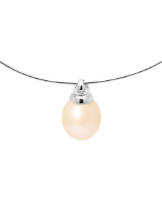 PERLINEA- Collier Perles de Culture- Diamètre 9-10 mm Rose Naturel- Bijou Femme