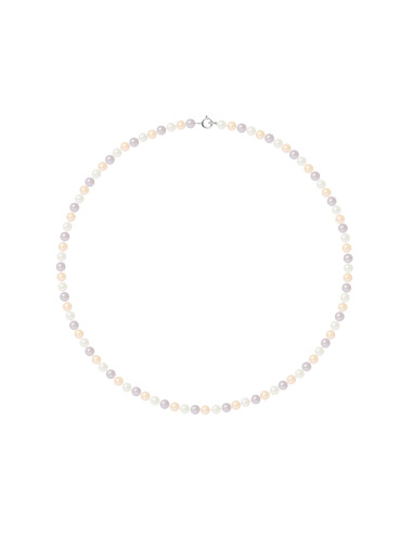 PERLINEA- Collier Perles de Culture Ronde 4-5 mm Multicolor- Bijou Femme
