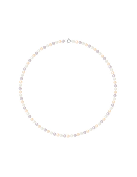 PERLINEA- Collier Perles de Culture Ronde 4-5 mm Multicolor- Bijou Femme