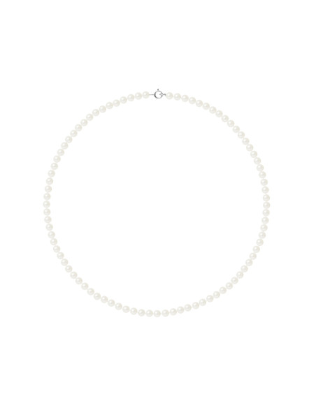 PERLINEA- Collier Perles de Culture Ronde 4-5 mm Blanc Naturel- Bijou Femme