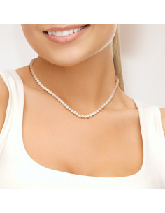 PERLINEA- Collier Perles de Culture Ronde 4-5 mm Blanc Naturel- Bijou Femme 2