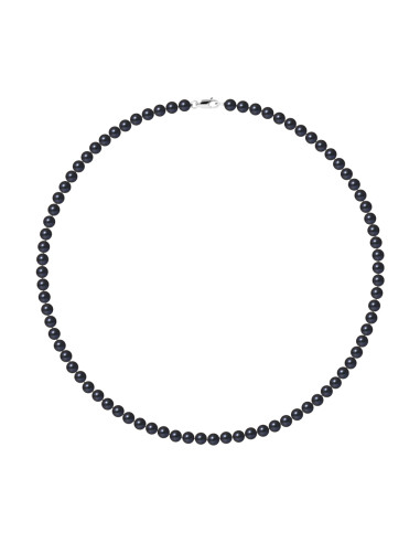 PERLINEA- Collier Perles de Culture Ronde 5-6 mm Black Tahiti- Bijou Femme