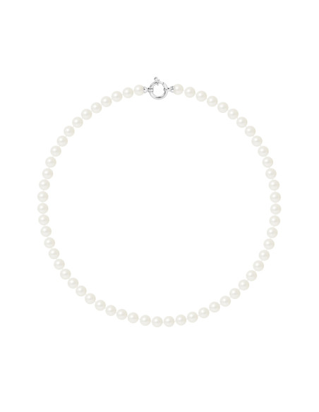 PERLINEA- Collier Perles de Culture Ronde 6-7  mm Blanc- Bijou Femme 