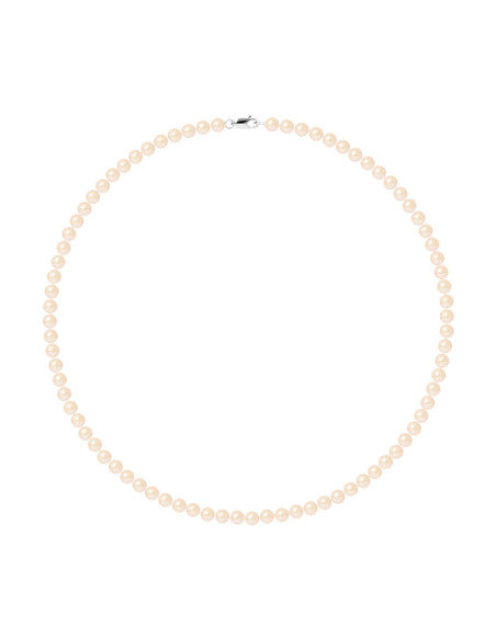 PERLINEA- Collier Perles de Culture Ronde 5-6 mm Rose- Bijou Femme