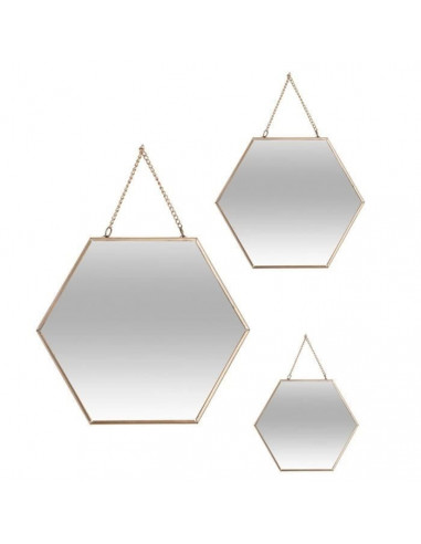 Lot de 3 miroirs hexagonaux en métal...