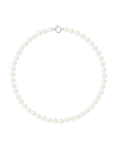 PERLINEA- Collier Perles de Culture- Diamètre 8-9 mm Blanc- Bijou Femme
