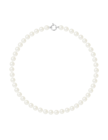 PERLINEA- Collier Perles de Culture- Diamètre 8-9 mm Blanc- Bijou Femme