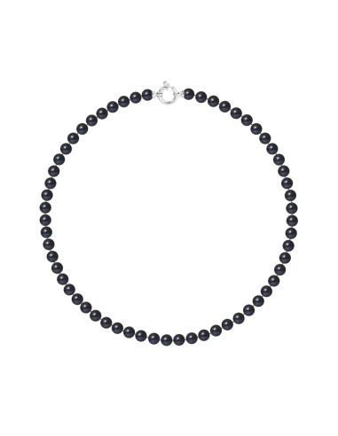 PERLINEA- Collier Perles de Culture Ronde 6-7  mm Black Tahiti- Bijou Femme