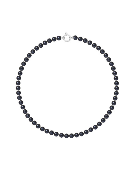 PERLINEA- Collier Perles de Culture Ronde 6-7  mm Black Tahiti- Bijou Femme