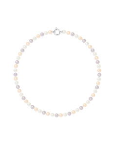 PERLINEA- Collier Perles de Culture Ronde 6-7  mm Multicolor- Bijou Femme