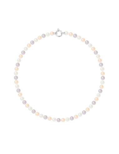 PERLINEA- Collier Perles de Culture Ronde 6-7  mm Multicolor- Bijou Femme