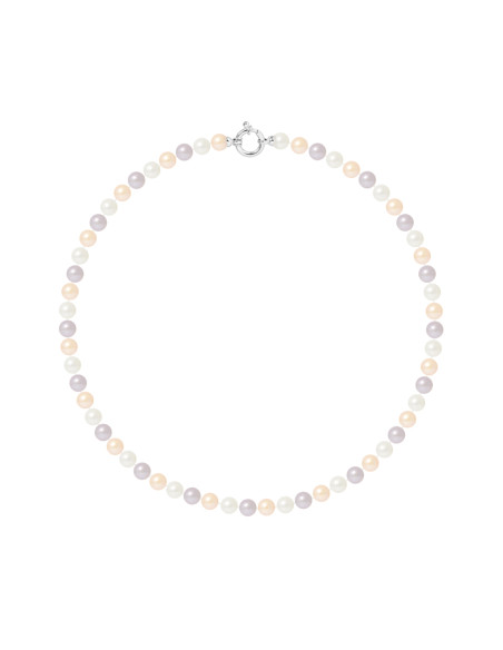 PERLINEA- Collier Perles de Culture Ronde 6-7  mm Multicolor- Bijou Femme