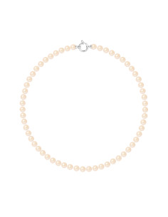 PERLINEA- Collier Perles de Culture Ronde 6-7  mm Rose- Bijou Femme