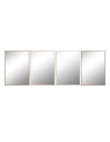 Miroir mural Home ESPRIT Blanc Marron Beige Gris Verre polystyrène 63,3 x 2,6 x 89,6 cm (4 Unités)