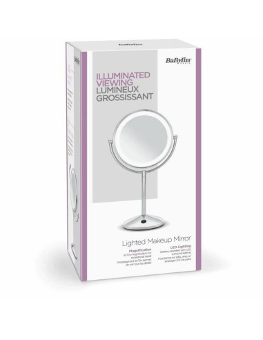 Miroir Grossissant avec LED Babyliss 9436E Acier Acier inoxydable Double face