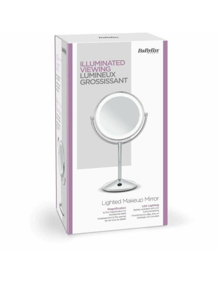 Miroir Grossissant avec LED Babyliss 9436E Acier Acier inoxydable Double face
