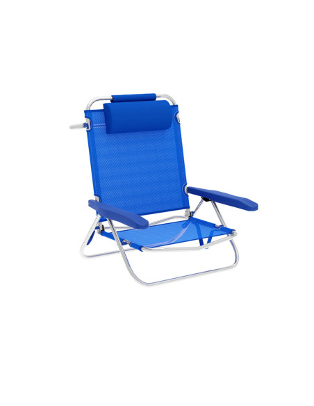"Marbueno Chaise Pliante 5 Positions Aluminium avec Coussin Bleu Plage et Piscine 61X68X82 cm 10243"