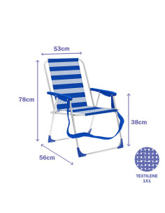 Chaise Pliante Marbueno Rayures Bleu Blanc 53 x 78 x 56 cm 2