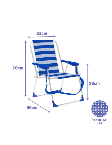 Chaise Pliante Marbueno Rayures Bleu Blanc 53 x 78 x 56 cm