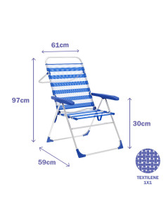 Chaise Pliante Marbueno Rayures Bleu Blanc 59 x 97 x 61 cm 2
