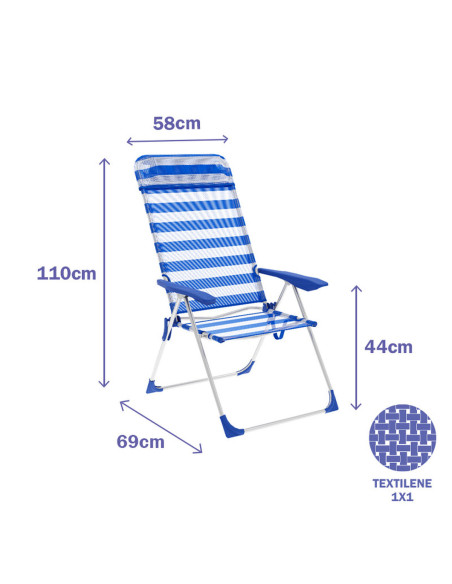 Chaise Pliante Marbueno Bleu Blanc 69 x 110 x 58 cm