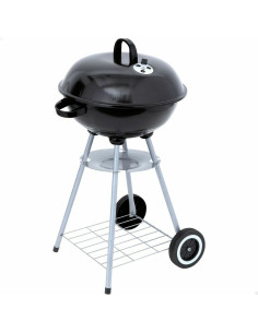 Roues de barbecue au charbon de bois Aktive 46 cm Ronde Noir Avec couvercle