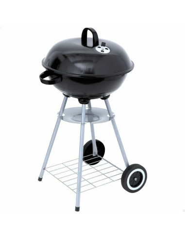 Roues de barbecue au charbon de bois Aktive 46 cm Ronde Noir Avec couvercle