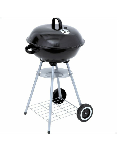 Roues de barbecue au charbon de bois Aktive 46 cm Ronde Noir Avec couvercle