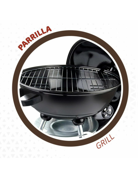 Roues de barbecue au charbon de bois Aktive 46 cm Ronde Noir Avec couvercle