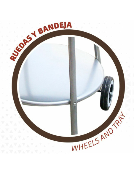 Roues de barbecue au charbon de bois Aktive 51 x 51 x 82 cm Noir