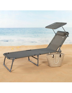 Chaise longue Colorbaby Pliable Parasol Gris 193 x 53 x 30 cm 2