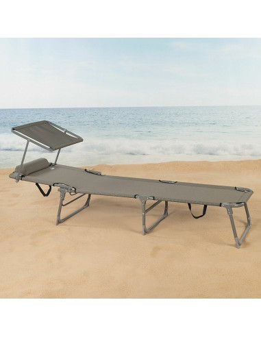 Chaise longue Colorbaby Pliable Parasol Gris 193 x 53 x 30 cm