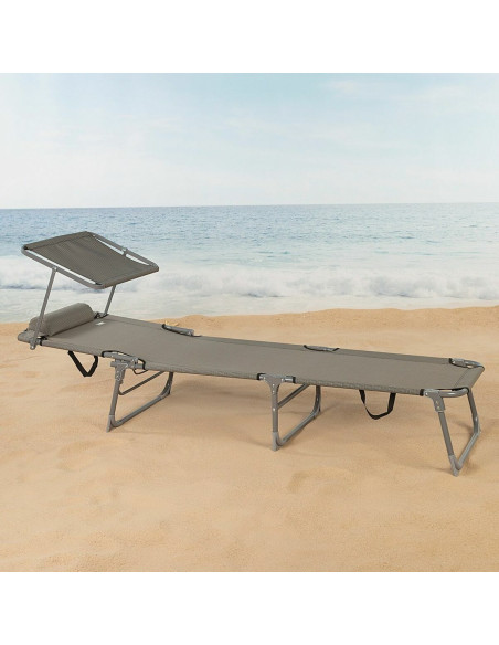 Chaise longue Colorbaby Pliable Parasol Gris 193 x 53 x 30 cm