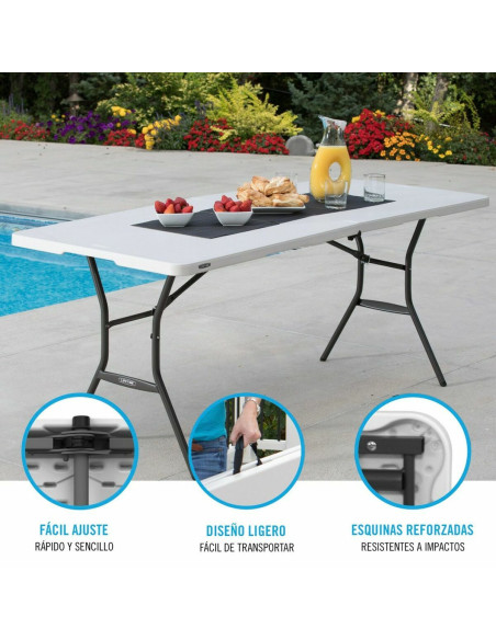 Table Piable Lifetime Blanc Rectangulaire Acier Plastique 185 x 76 x 74 cm