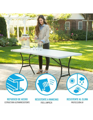 Table Piable Lifetime Blanc Rectangulaire Acier Plastique 185 x 76 x 74 cm