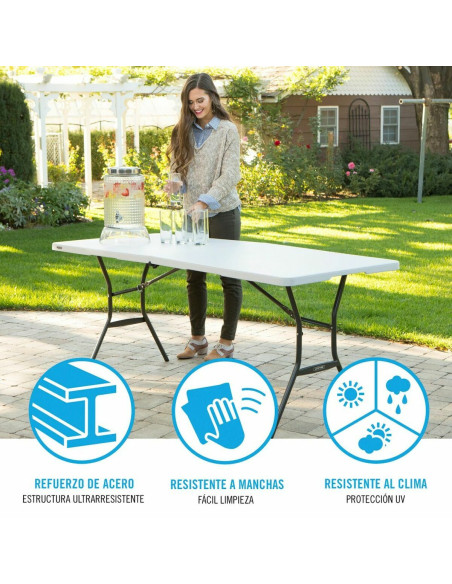 Table Piable Lifetime Blanc Rectangulaire Acier Plastique 185 x 76 x 74 cm