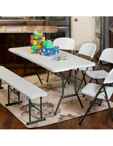 Table Piable Lifetime Blanc Rectangulaire Acier Plastique 185 x 76 x 74 cm